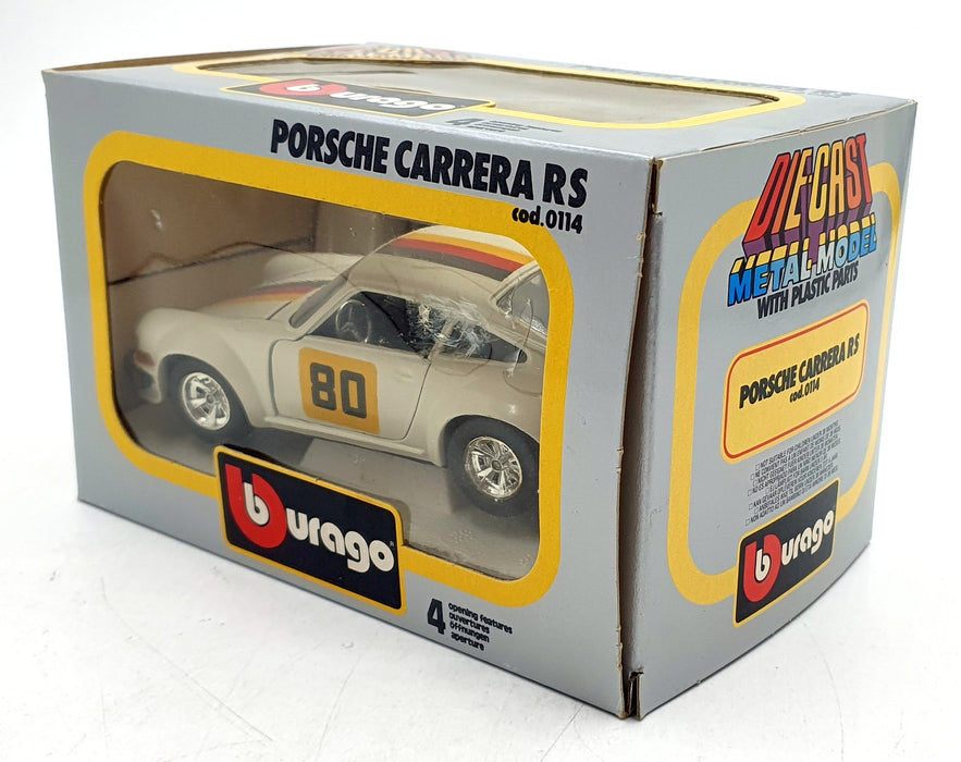 Burago 1/24 Scale Diecast 0114 - Porsche Carrera RS #80 - White