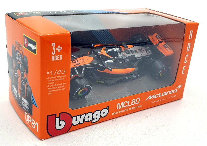 Burago 1/43 Scale 18-38087 - F1 McLaren MCL60 2023 British GP #81 O.Piastri