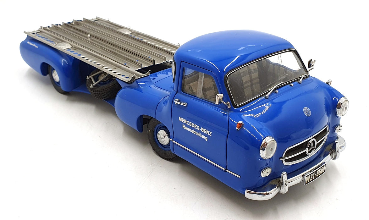 CMC 1/18 Scale Diecast M-036 - 1954 Mercedes Benz Renntransporter Truck - Blue