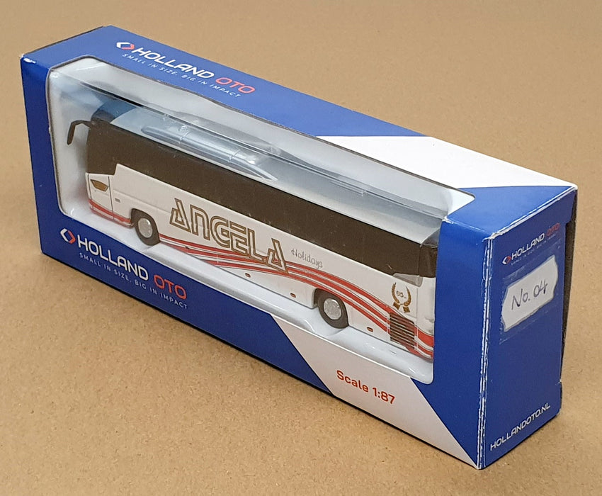 Holland Oto 1/87 Scale No. 04 - VDL Futura Bus Coach Angela Holidays - White/Red