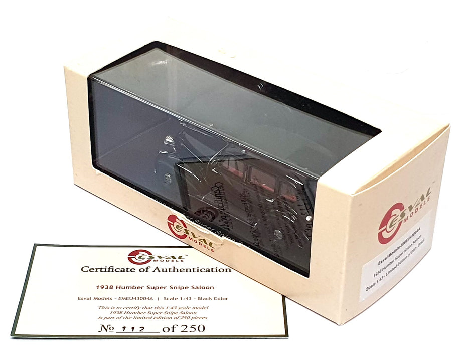 Esval Models 1/43 Scale EMEU43004A - 1938 Humber Super Snipe Saloon - Black