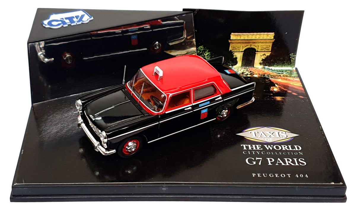 City Models 1/43 Scale CT012A - Peugeot 404 G7 Paris Taxi - Black/Red