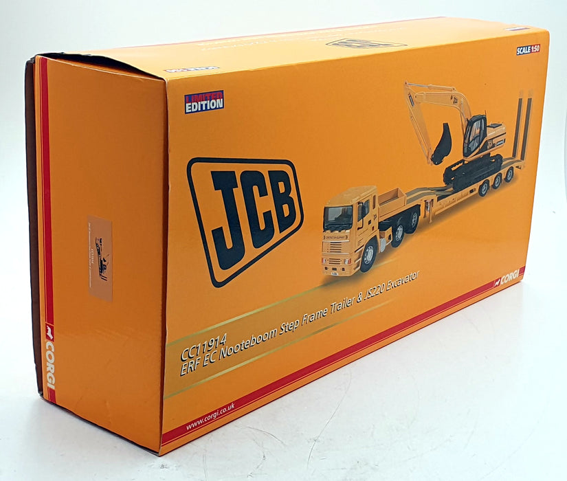 Corgi 1/50 Scale CC11914 - ERF Nooteboom Step Frame Trailer & JS220 Excavator