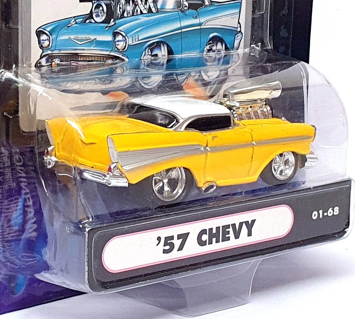 Muscle Machines 1/64 Scale 71161 01-68 - 1957 Chevrolet Chevy - Yellow/White