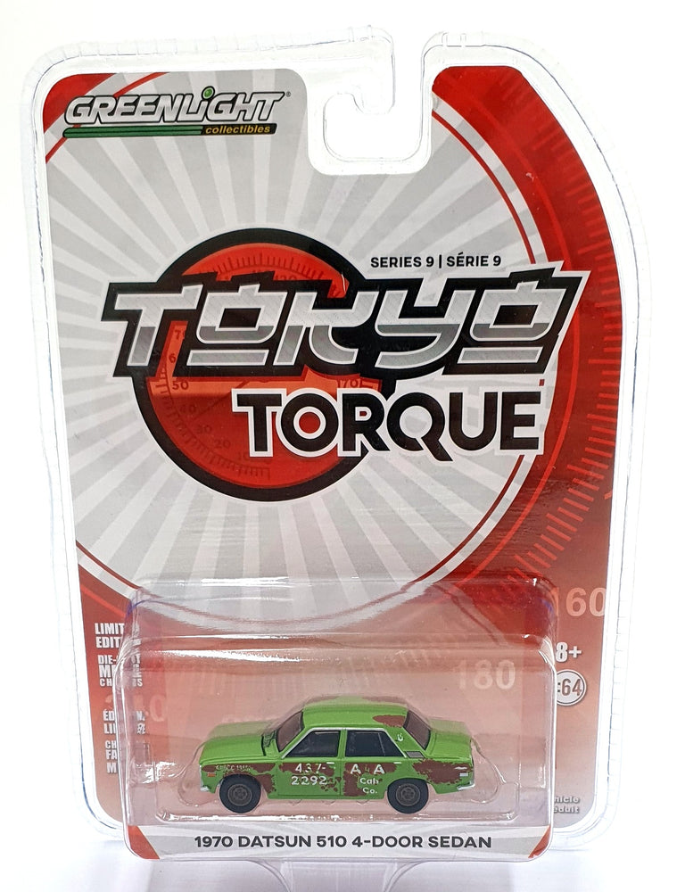 Greenlight 1/64 Scale 47070-B - 1970 Datsun 510 4- Door Sedan - Green