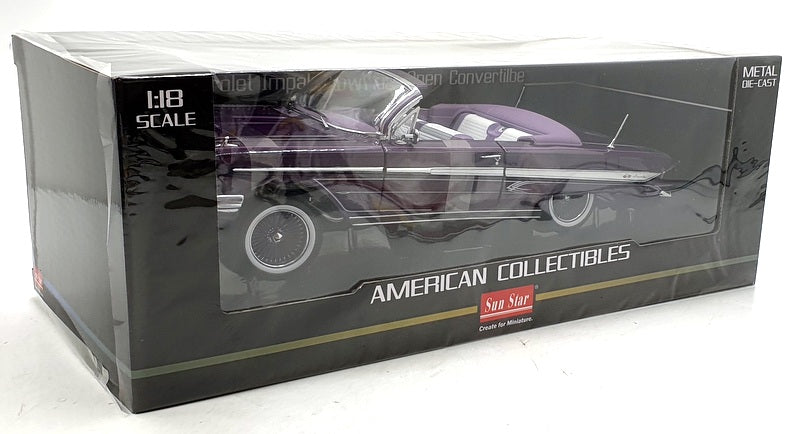 Sun Star 1/18 Scale 2111 1961 Chevrolet Impala Lowrider Open Convertible Purple