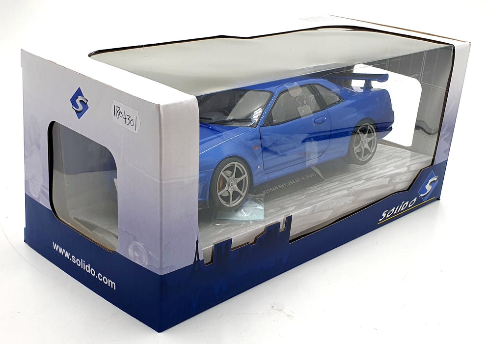 Solido 1/18 Scale Diecast S1804301 - 1999 Nissan Skyline R34 GTR Bayisde Blue
