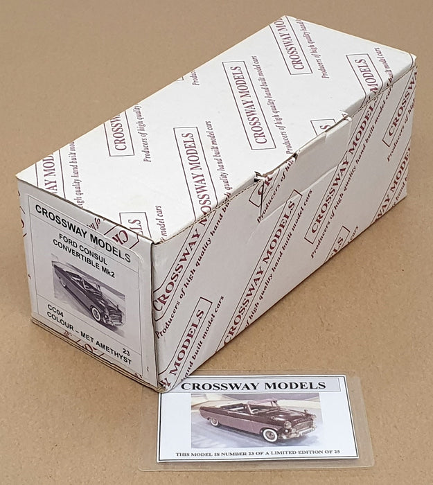 Crossway Models 1/43 Scale CC04 - Ford Consul Convertible Mk2 - Met. Amethyst