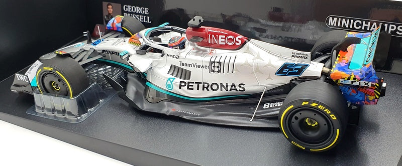 Minichamps 1/18 Scale 110 220563 Mercedes F1 W13 E Miami GP 2022 Russell #63
