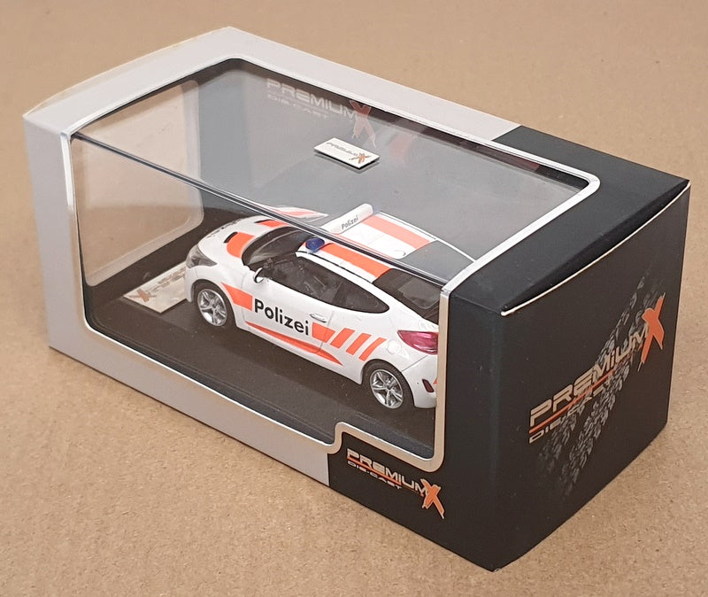 PremiumX 1/43 Scale PRD272 - 2012 Hyundai Veloster Swiss Polizei - White/Orange
