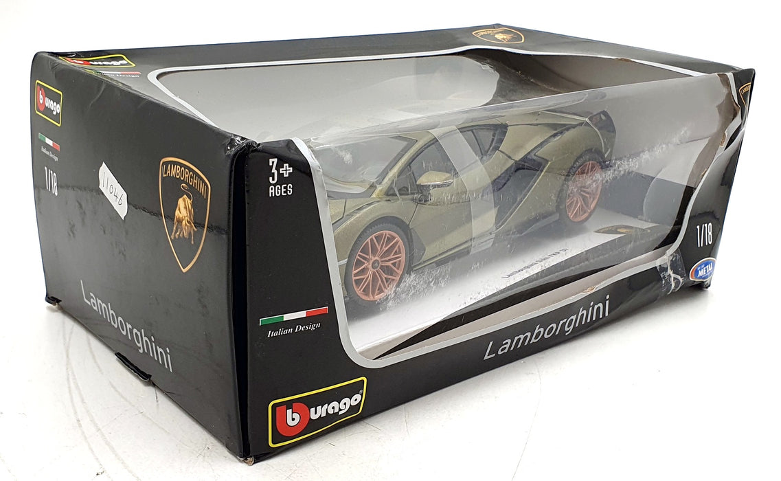 Burago 1/18 Scale Diecast 11046 -2020 Lamborghini Sian FKP 37 Hybrid - Olive