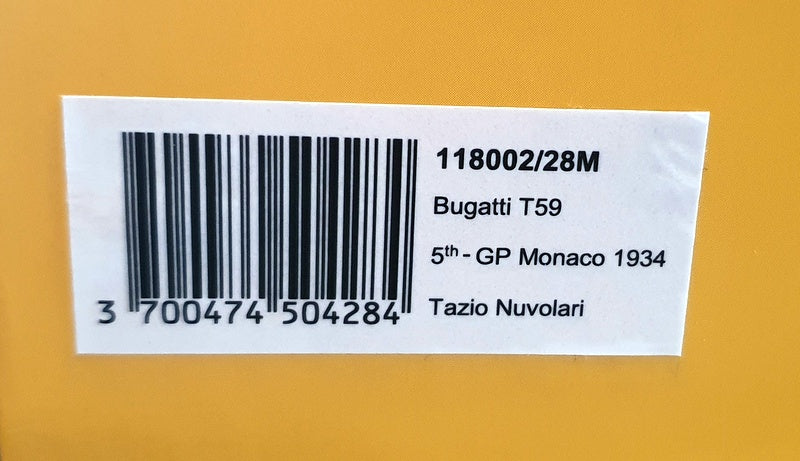 Le Mans Miniatures 1/18 Scale 118002/28M - Bugatti Type 59 Monaco GP 1934