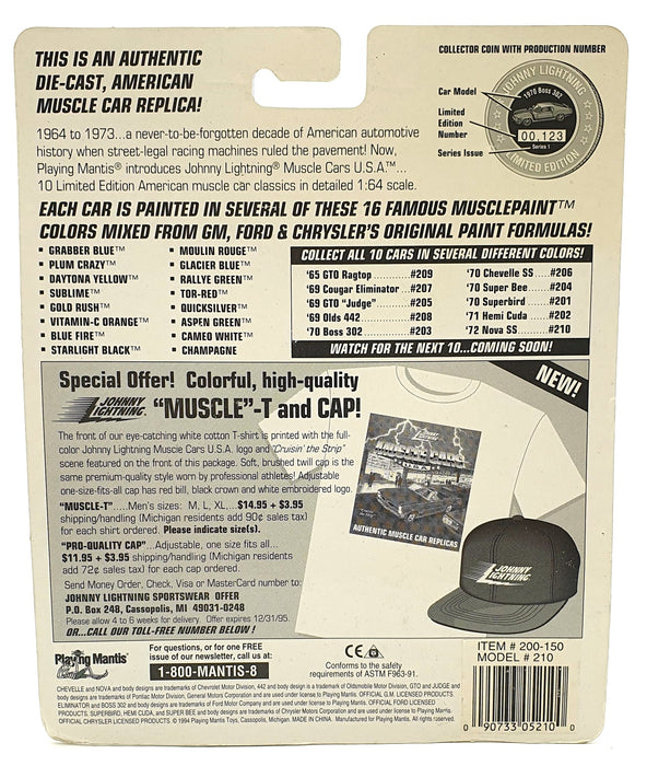 Johnny Lightning 1/64 Scale 200-150 Muscle Cars USA 1972 Chevrolet Nova SS Gold