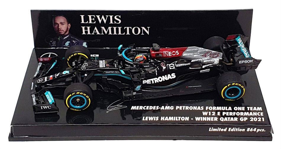 Minichamps 1/43 Scale 410 212144 - F1 Mercedes AMG 1st Qatar GP 2021 Hamilton