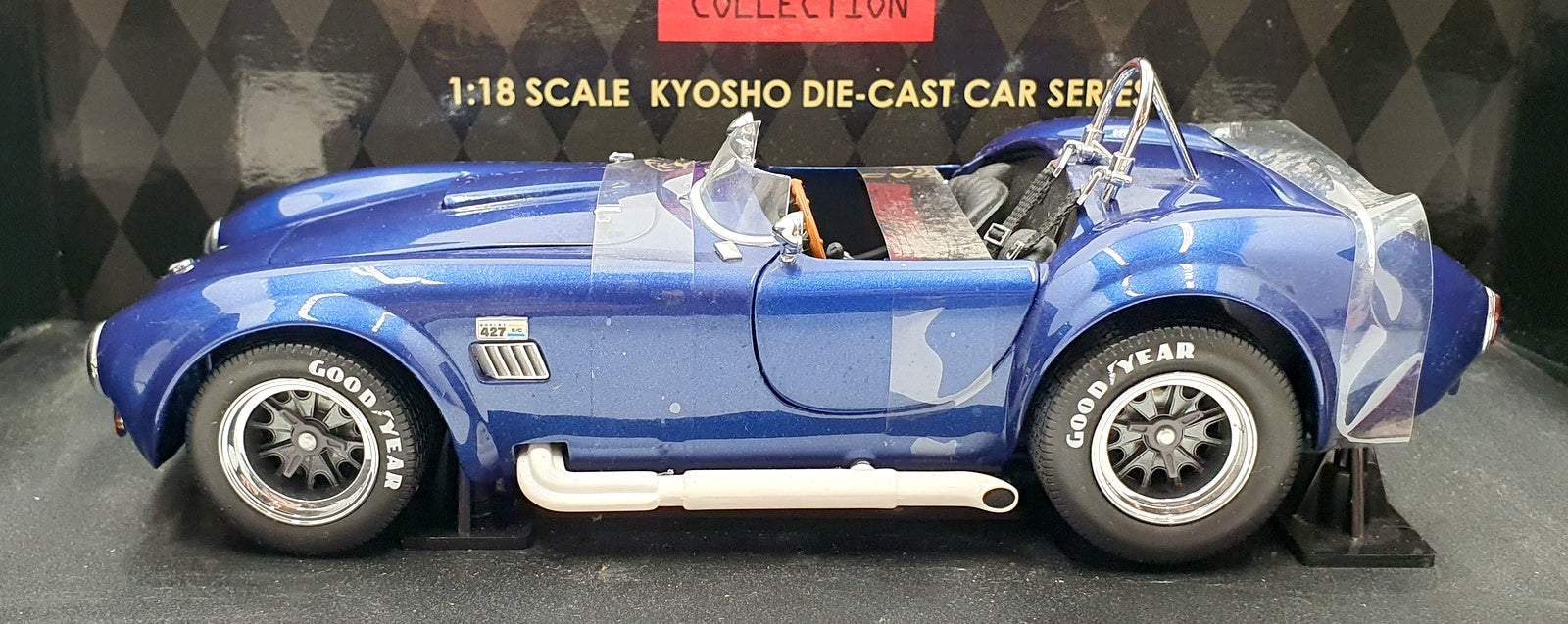 Kyosho 1/18 Scale 08046BL - Shelby Cobra 427 S/C Racing Screen - Blue
