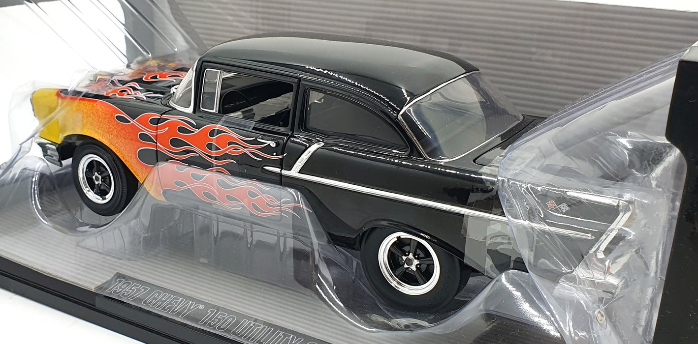 Highway 61 1/18 Scale 50422 - 1957 Chevy 150 Utility Sedan - Black/Flames