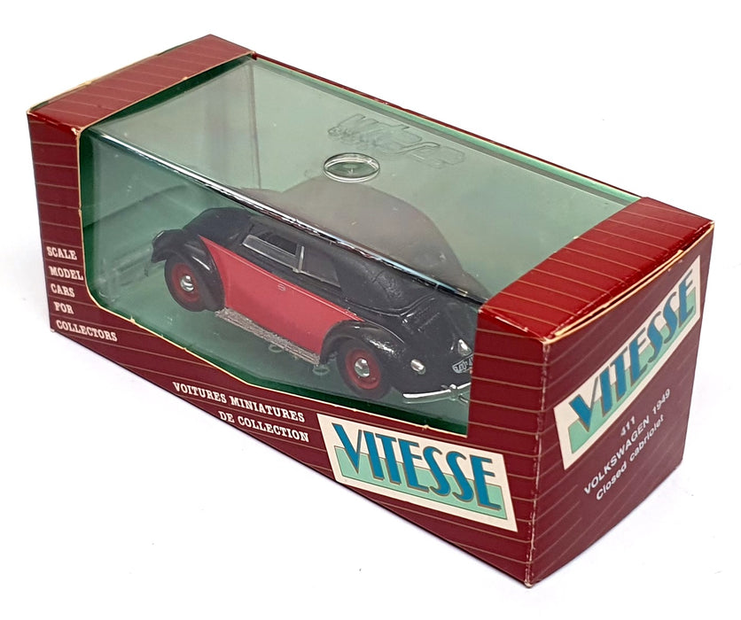 Vitesse 1/43 Scale 411 - 1949 Volkswagen Closed Cabriolet - Black/Red