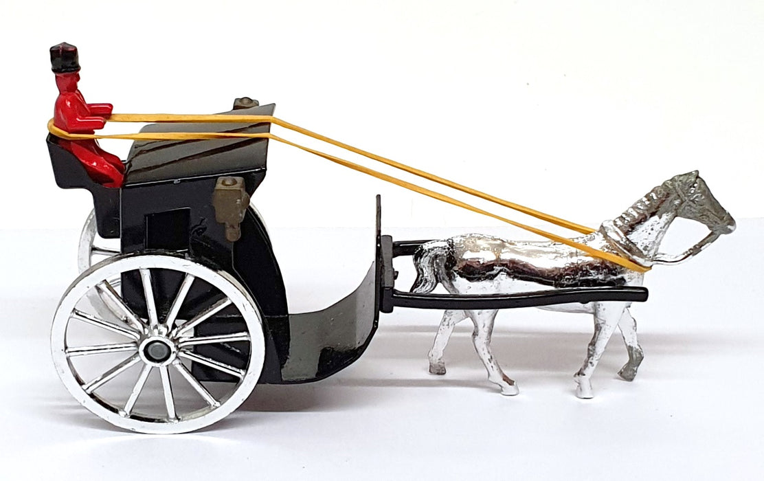 Budgie Appx 12cm Long Diecast 100 - Horse Drawn Hansom Cab - Silver/Black