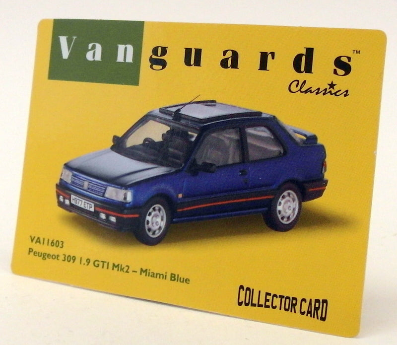 Vanguards 1/43 Scale Model Car VA11603 - Peugeot 309 1.9 GTI Mk2 - Miami Blue