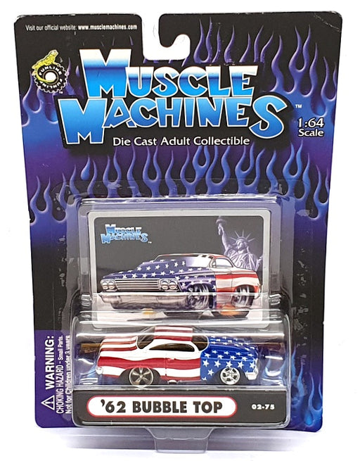 Muscle Machines 1/64 Scale 71161 02-75 1962 Chevrolet Bubble Top Stars & Stripes
