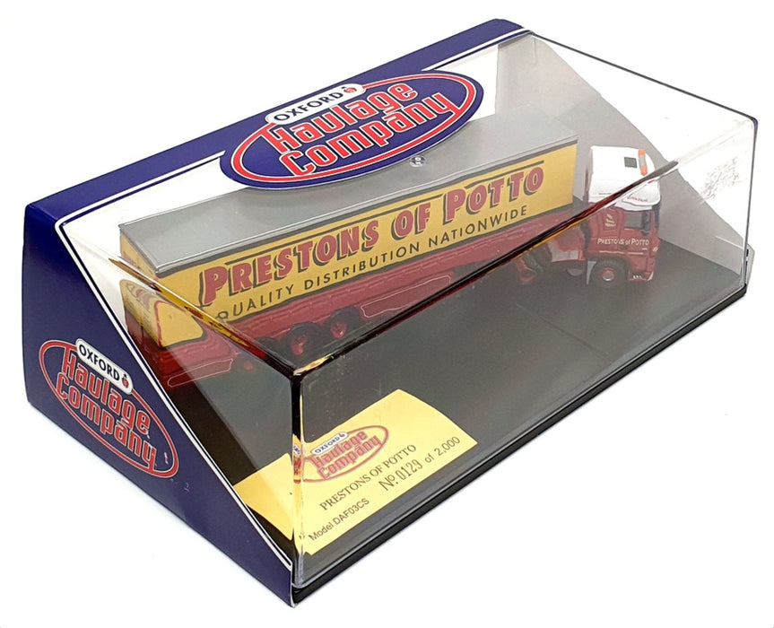 Oxford Diecast 1/76 Scale DAF03CS - DAF Truck & Trailer - Prestons Of Potto