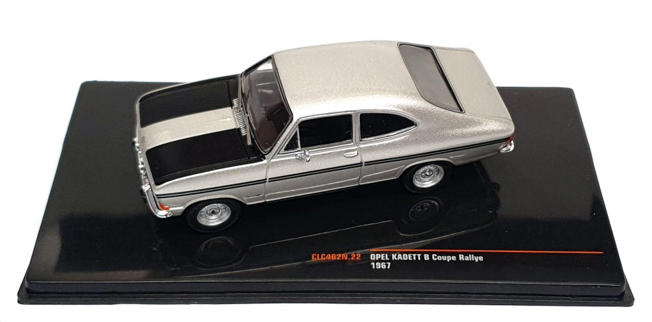 Ixo 1/43 Scale CLC462N.22 - 1967 Opel Kadett B Coupe Rally - Silver