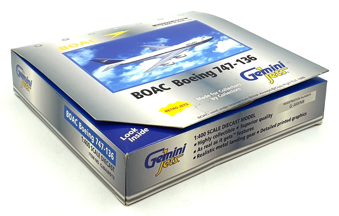Gemini Jets 1/400 Scale GJBAW013 - BOAC Boeing 747-136 Aircraft