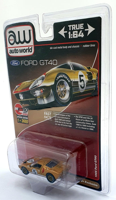 Auto World 1/64 Scale AW7923 - 1966 Ford GT40 #5 - Gold