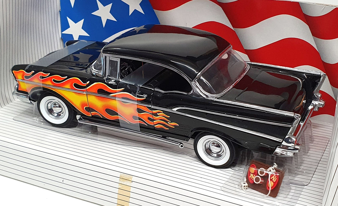 Ertl 1/18 Scale 7158 - Custom '57 Chevy Sport Coupe - Black With Flames