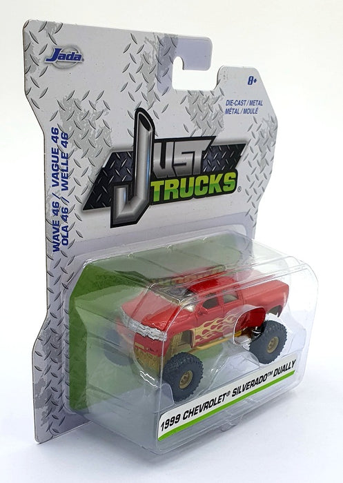 Jada Just Trucks 1/64 Scale 14020 - 1999 Chevrolet Silverado Dually - Red/Gold