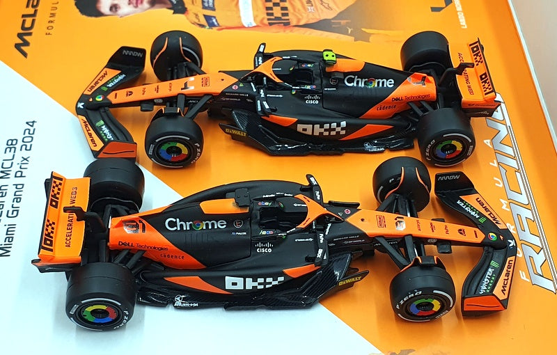 Burago 1/43 Scale 18-38109 McLaren F1 MCL38 Miami GP 2024 #4 #81 Norris Piastri