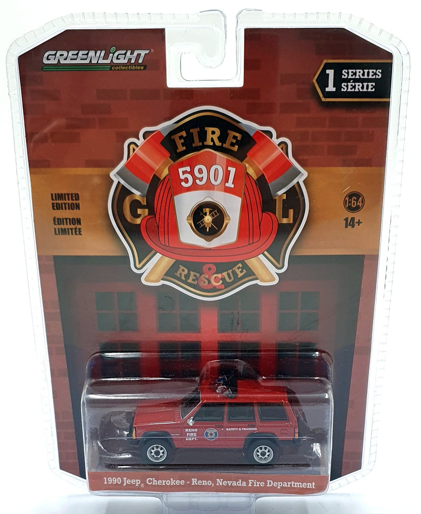 Greenlight 1/64 Scale 67010-D - 1990 Jeep Cherokee - Reno Nevada Fire Department