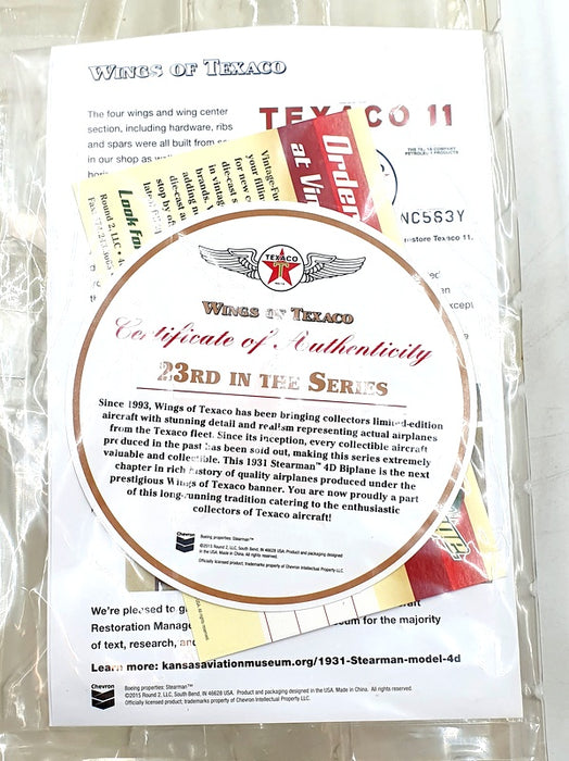 Wings Of Texaco 1/38 Scale Aircraft CP7300 - 1931 Stearman 40 Biplane