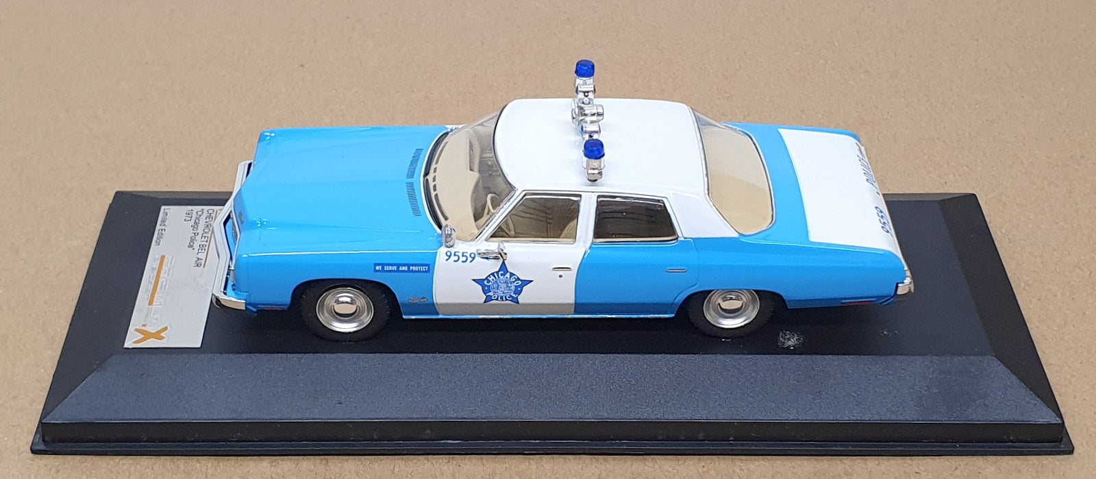 PremiumX 1/43 Scale PRD235 - 1973 Chevrolet Bel Air Chicago Police - Blue/White