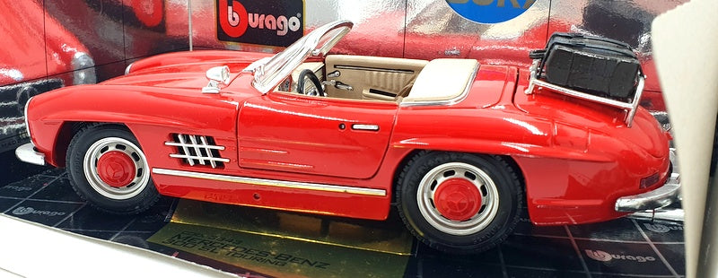 Burago 1/18 Scale 3343 - 1957 Mercedes Benz 300SL Touring Red w/ Dk. Brown Case