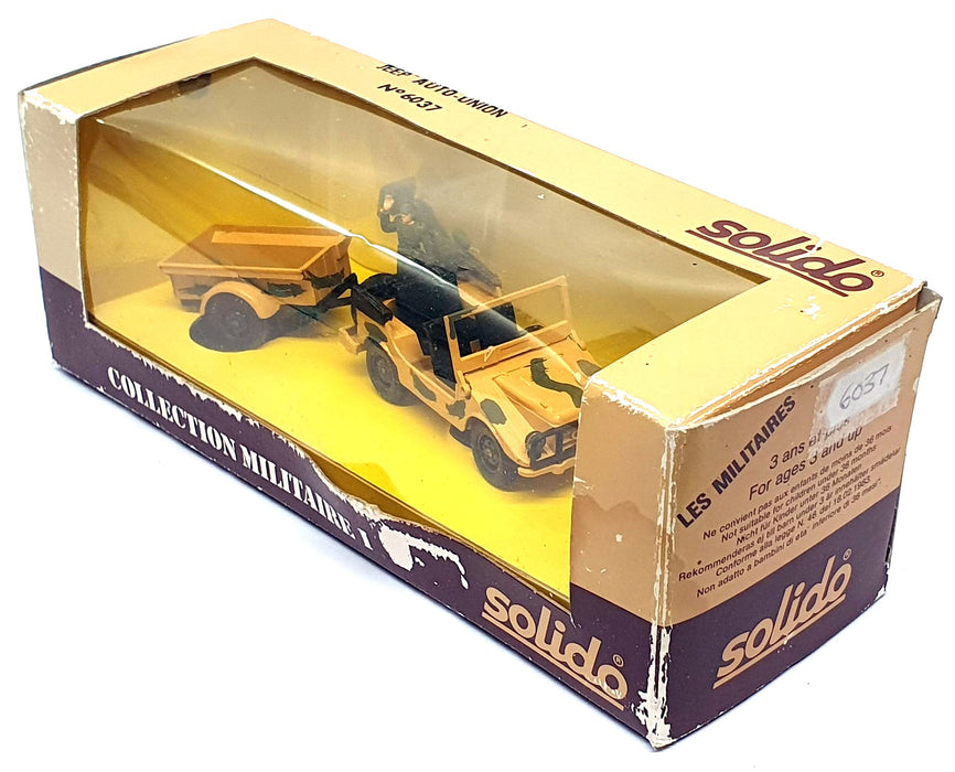 Solido 1/43 Scale 6037 - Military Jeep Auto Union With Trailer + Figures