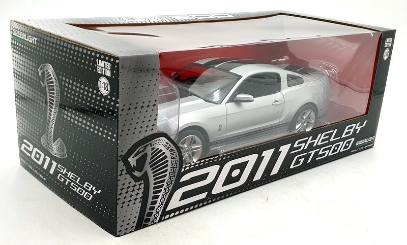 Greenlight 1/18 Scale Diecast 13673 - 2011 Shelby GT500 - Silver/Black