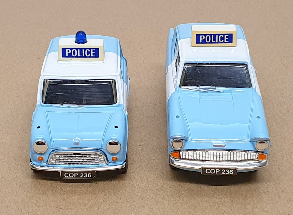 Vanguards 1/43 Scale PC1002 Austin Mini Ford Anglia Police Panda Cars Of The 60s