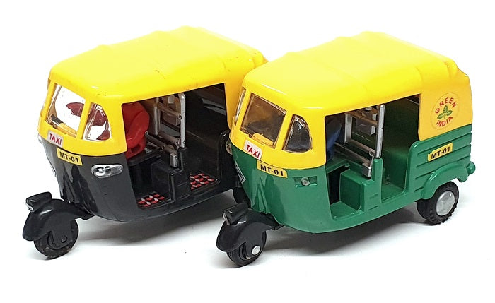 Min Toy Appx 11cm Long Pull Back & Go MT-01 - 2x Tuk Tuk Indian Taxi