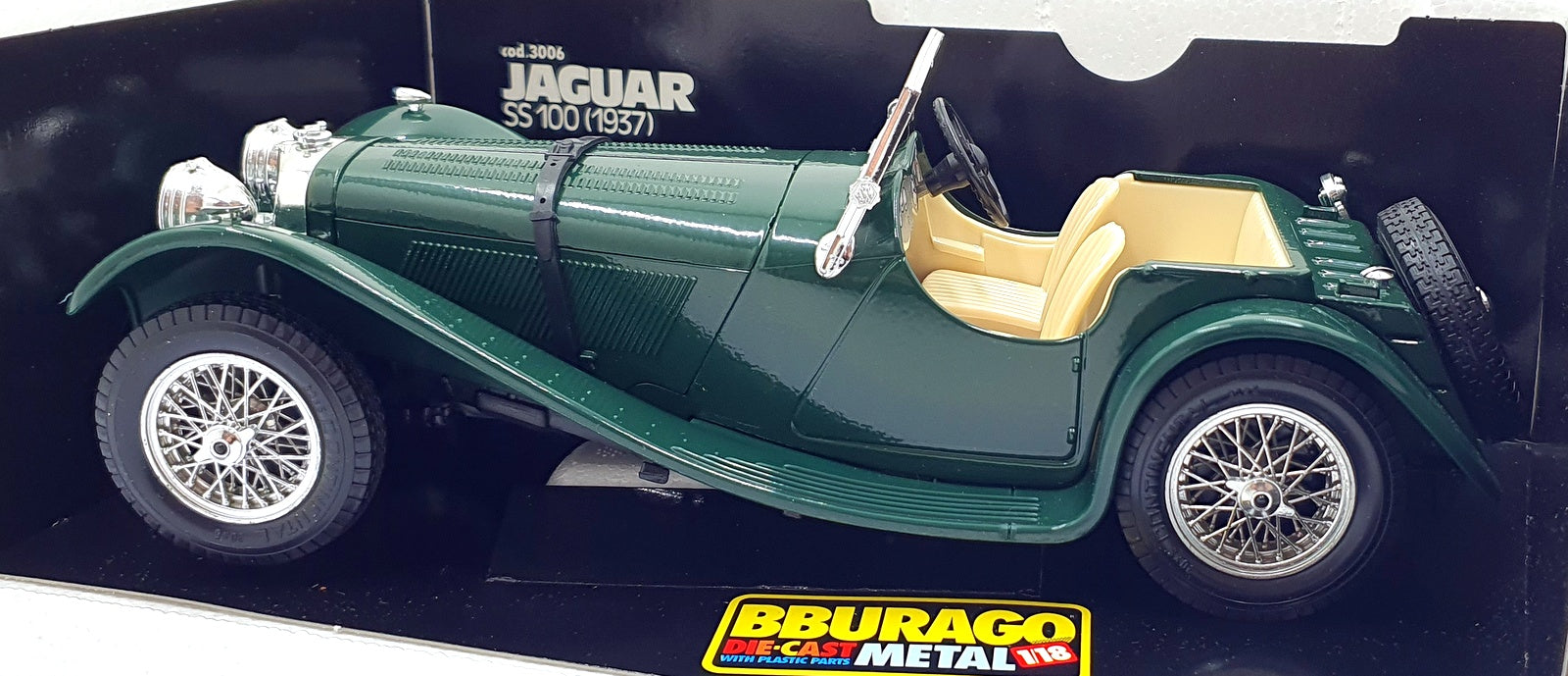 Burago 1/18 Scale Diecast 3006 - 1937 Jaguar SS 100 - Green