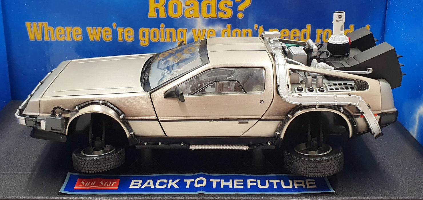 Sun Star 1/18 Scale 2710 Back To The Future Part 2 Flying Time Machine Delorean