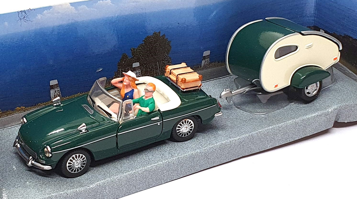 Schuco 1/43 Scale 331 5075 - MGB Roadster & Caravan Trailer - Green — R ...