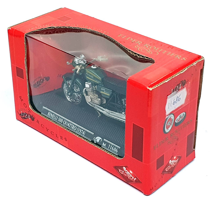 Guiloy 1/24 Scale 11686 - 1974 Benneli 500 Quatro Motorbike - Green