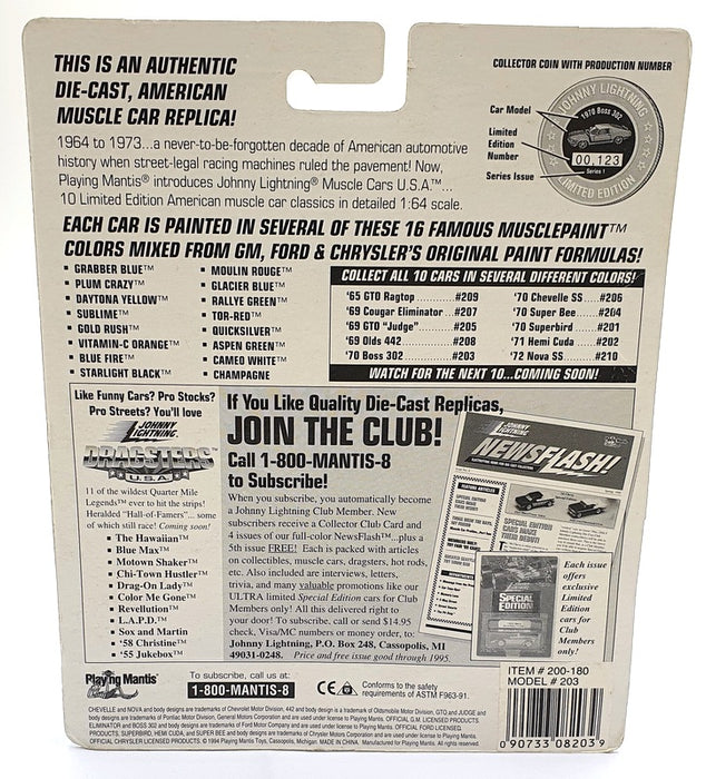 Johnny Lightning 1/64 Scale 200-180 - Muscle Cars 1970 Mustang Boss 302 - Green