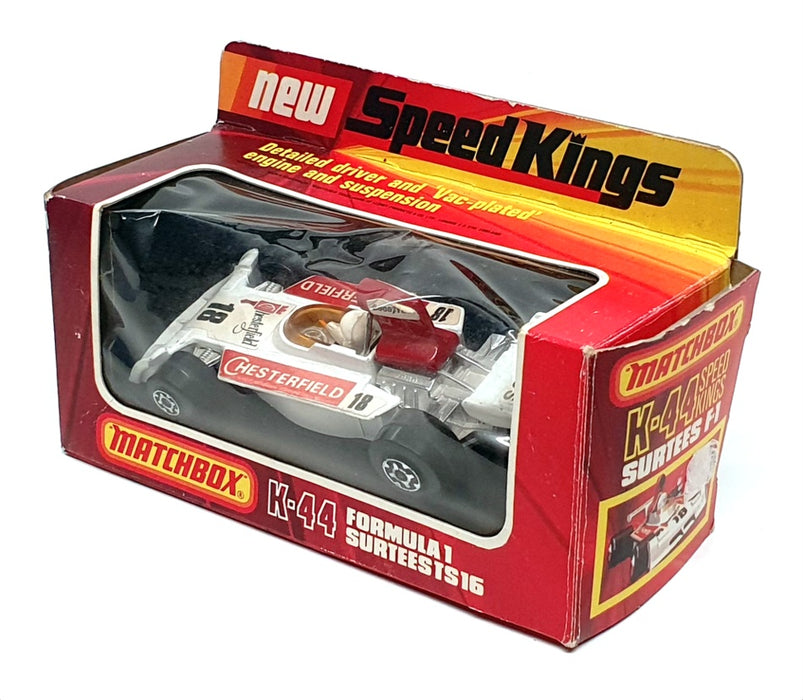 Matchbox 11cm Long Original Diecast  K-44 - F1 Surtees TS16 #18 - White/Red