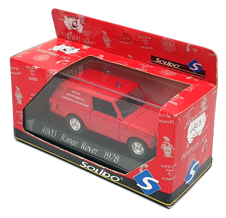 Solido 1/43 Scale 4803 - 1978 Range Rover Fire Van Pompiers - Red — R.M ...