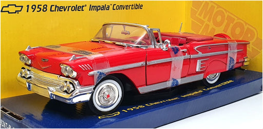 Motor Max 1/24 Scale Diecast 73200 - 1958 Chevrolet Impala Conv - Red