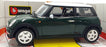 BURAGO 1/18 Scale Diecast 33796 - Mini Cooper - Green With White Roof