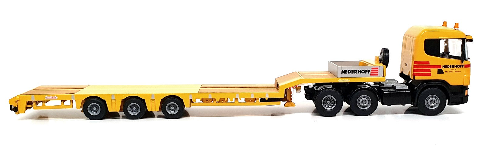 Tematoys 1/50 Scale KNT06 Scania 6x4 With Nooteboom Low Loader Nederhoff Yellow