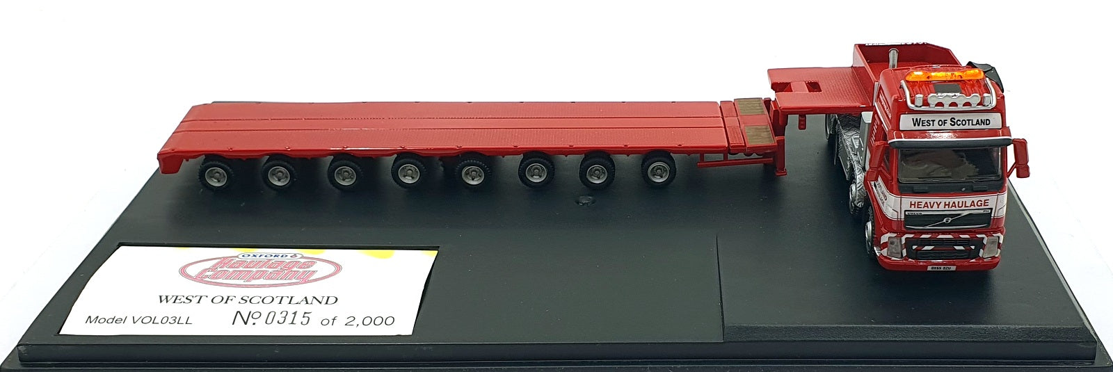 Oxford Diecast 1/76 Scale VOL03LL - Volvo FH Low Loader West of Scotland - Red
